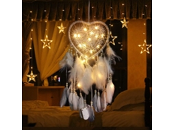 Apanhador de Sonhos de Coração com Luz LED, Estilo Boho ZYBLSSBB