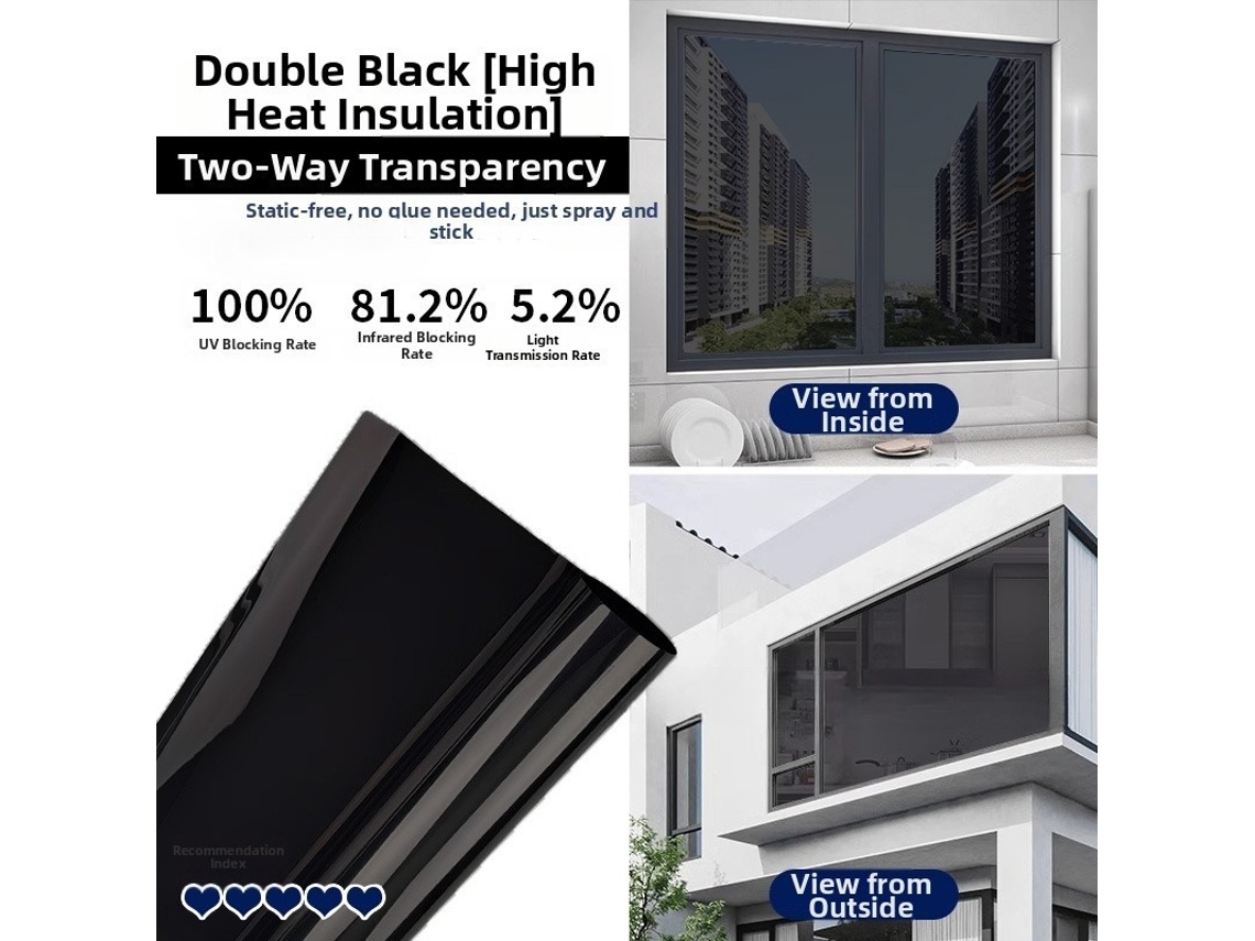 Película Espelhada Térmica para Vidro Grossa com Unidirecional Anti voyeur e Proteção Uv DIGITALLAB (30x100cm Preto)