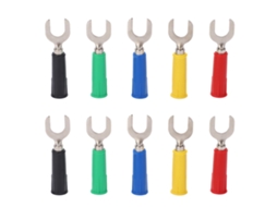 10pcs conectores de fio garfo espátula u tipo latão pvc 4mm 36a para equipamentos eletrônicos industriais automóveis