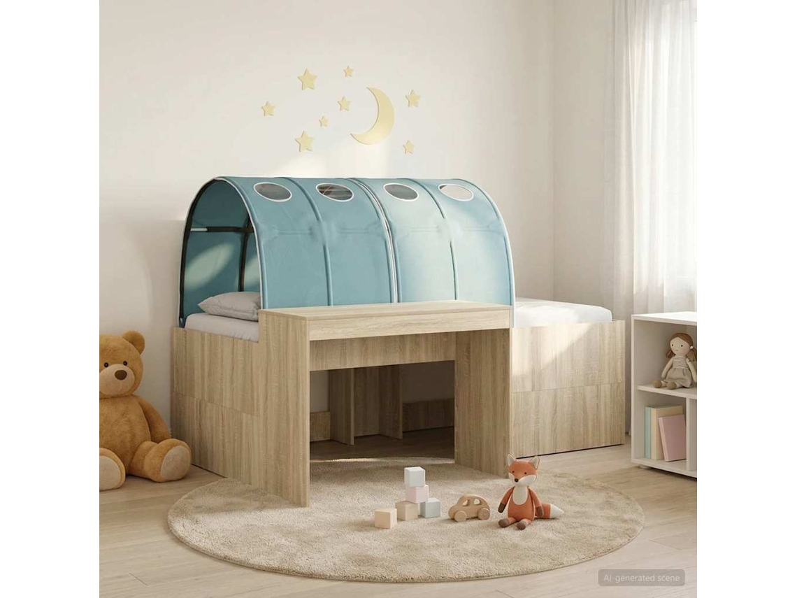 Vidaxl Cama Alta Para Crianças Com Mesa 3 Unid. Derivados De Madeira