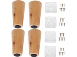 Conjunto De 4 Pés Madeira Cônicos Para Móveis, Fáceis De Instalar, Duráveis, Para Mesas, Armários, Sofás, Camas E Bancos