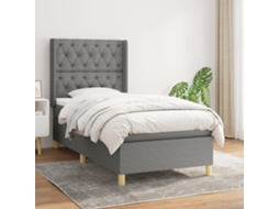 Vidaxl Cama Com Molas/colchão 80x200 Cm Tecido Cinzento-escuro