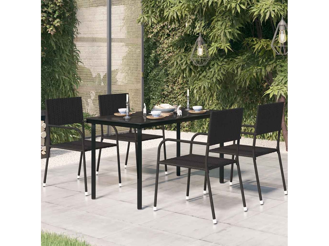 Vidaxl Mesa De Jantar Para Jardim 140x70x74 Cm Aço E Vidro Preto