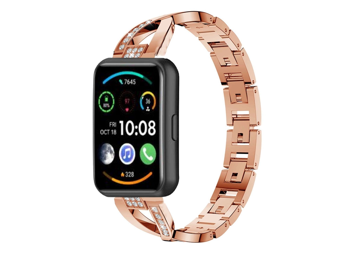 Bracelete Pulseira Aço Luxury para Huawei Watch Fit 2 Rosa Dourado