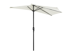 Ombrellone Da Giardino 269x138x236 Cm Con Manovella E Forma Semicircolare, Tessuto In Poliestere 180 G/m² Per Esterni, Terrazza, Patio, Piscina, Crema