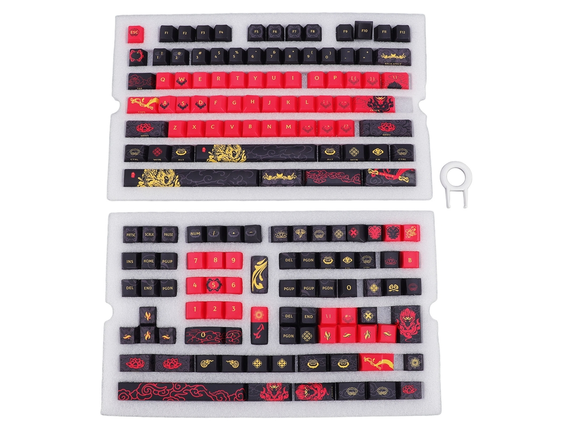 Aetheria 158 Keycaps Pbt Perfil Cherry para Teclado Mecânico com Puxador, Durabilidade Longa e Compatibilidade Universal