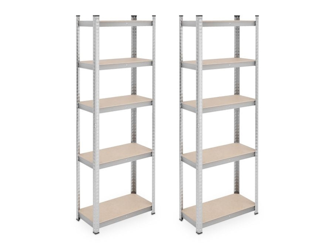 Conjunto Com 2 Prateleiras Resistentes De Aço Galvanizado Com 5 Níveis