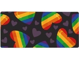 Mousepad Grande para Computador com Estampa de Coração Arco íris do Orgulho Lgbt, Base Borracha Antiderrapante