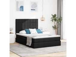 Vidaxl Cama Com Arrumação E Colchão Preto 140 X 190 Cm Tecido