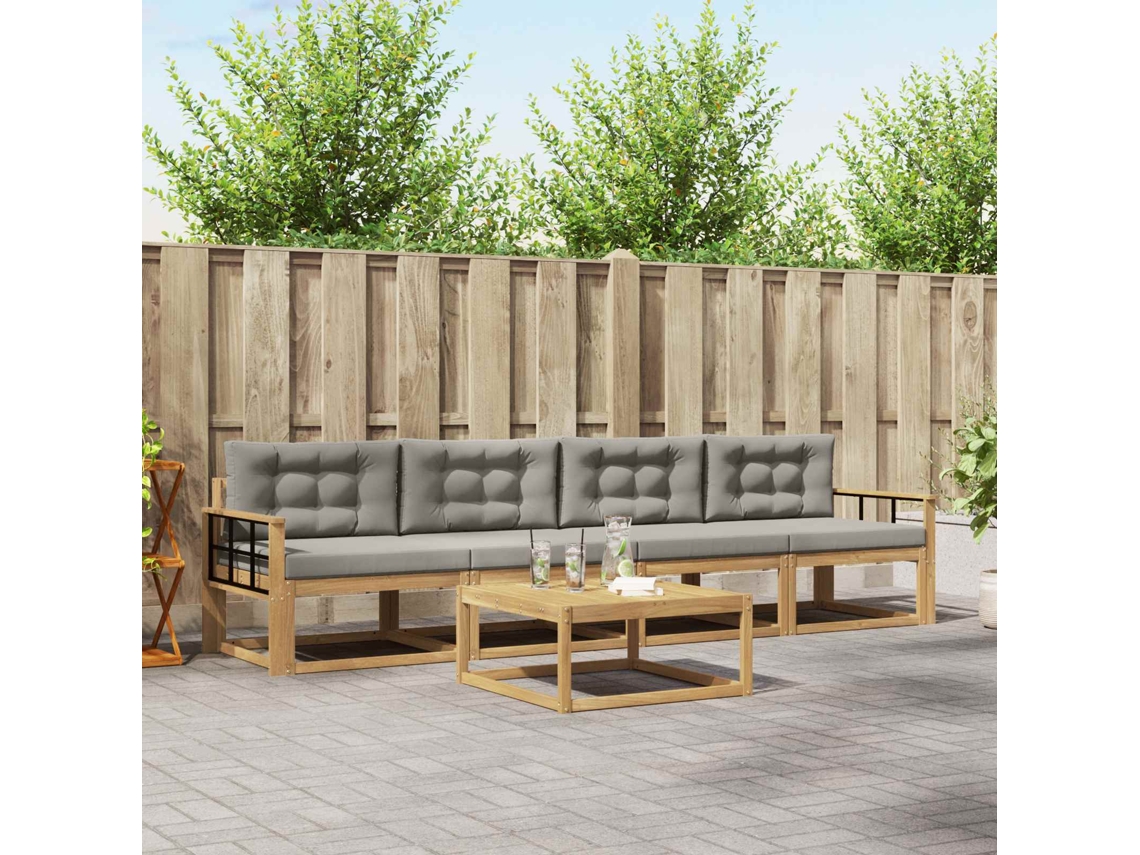 Vidaxl Conjunto De Sofás Para Exterior 4 Pcs Branco E Cinzento-claro