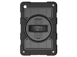 Avizar Capa por Samsung Galaxy Tab A9 Plus Suporte de muletas multi-camadas anti-choque, pega rotativa e correia de ombro Preto