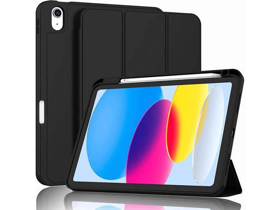 Capa Protetora Tripla em Silicone com Compartimento para Caneta, Compatível com Ipad de 10ª e 11ª Geração A16, Preta. ZYBLSSBB
