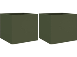 Planter, Planters Vidaxl Verde Aço (32 X 30 X 29 Cm)