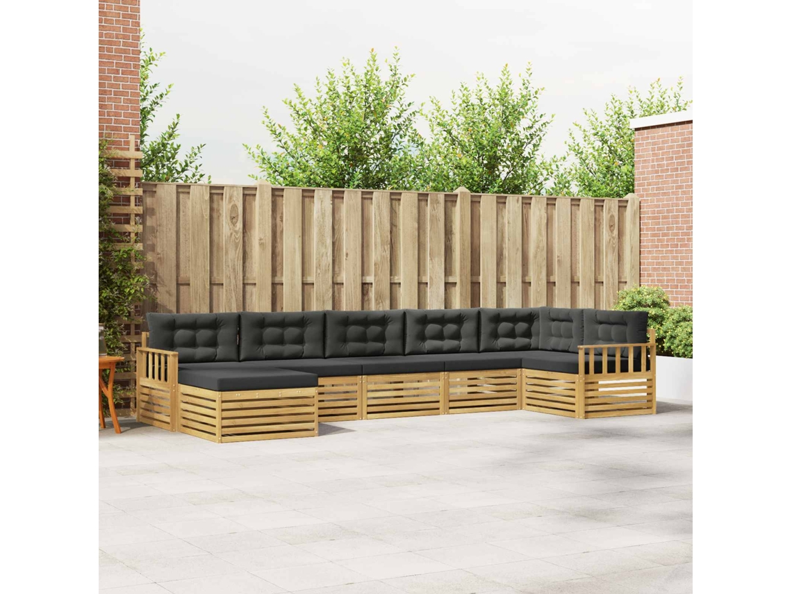 Vidaxl Conjunto De Sofás Para Exterior 7 Unid. Branco E Antracite