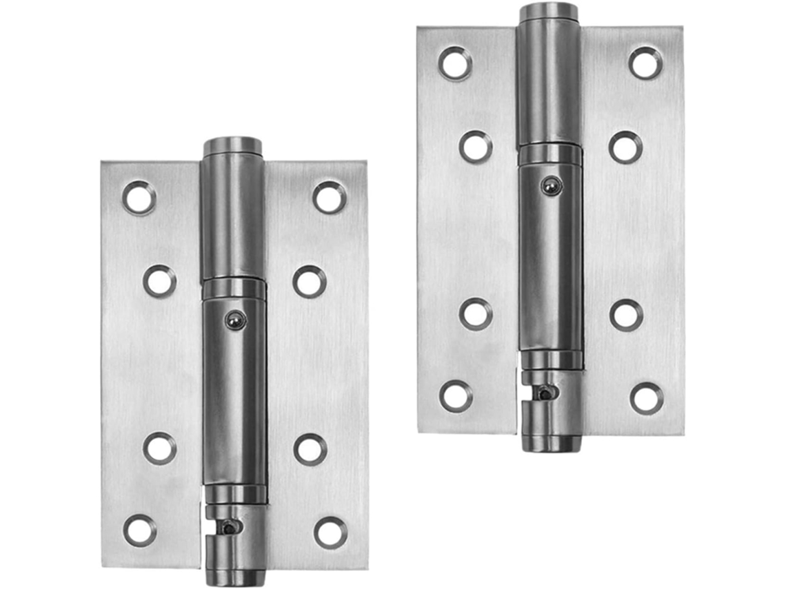 Dobradiça Oculta Para Porta De Armário, 2 Peças, Prateada, Em Aço Inoxidável, Com Mola Ajustável E Fechamento Automático