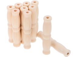 Cabo De Madeira Bege Para Balde, Conjunto De 10 Peças, 9 Cm | Empunhadura Ergonômica