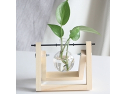 Vaso Hidropônico Transparente com Suporte de Madeira para Plantas LAXISCREED