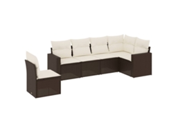 Maison Exclusive - 6 Pcs Conjunto De Sofás Jardim C/ Almofadões Vime Pe Castanho