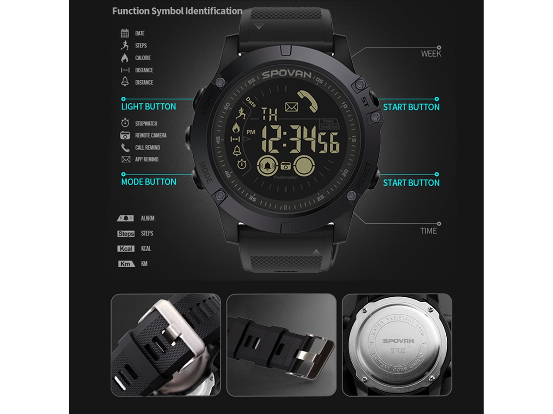 Omni-2026reloj Deportivo Inteligente Digital Al Aire Libre Para Hombres Con Podómetro 50m Impermeable Para Ios Y Android
