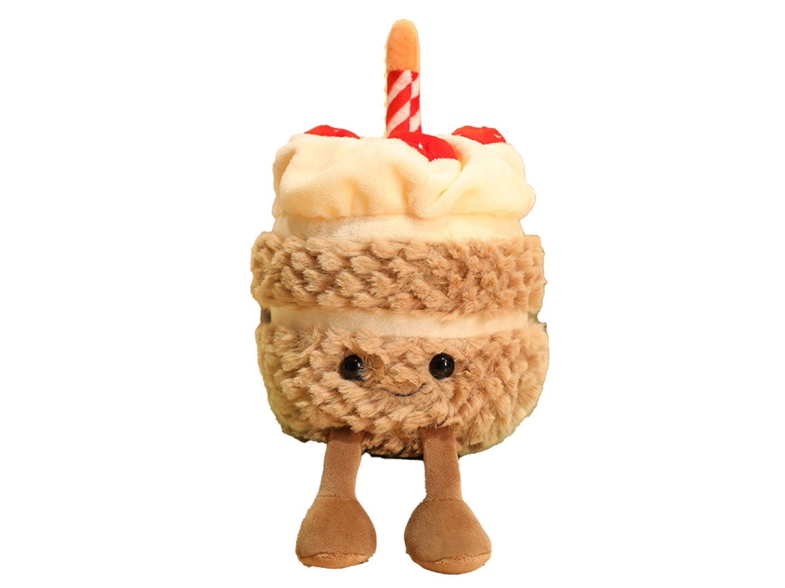 Brinquedo Pelúcia Bolo Aniversário Menina Marrom 28cm