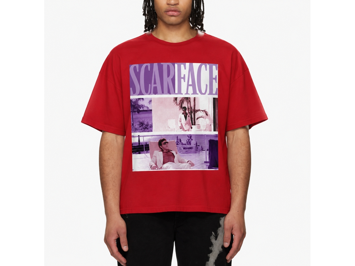 Rockinstone Scarface Movie Miami Solid Red Adult T-shirt Size:xl