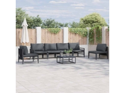 Vidaxl Conjunto De Sofá De Jardim 6 Unid. Preto Aço
