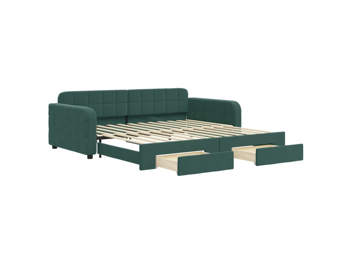 Daybed With Trundle, Daybeds With Trundles Vidaxl Verde Veludo (100 X 200 Cm)