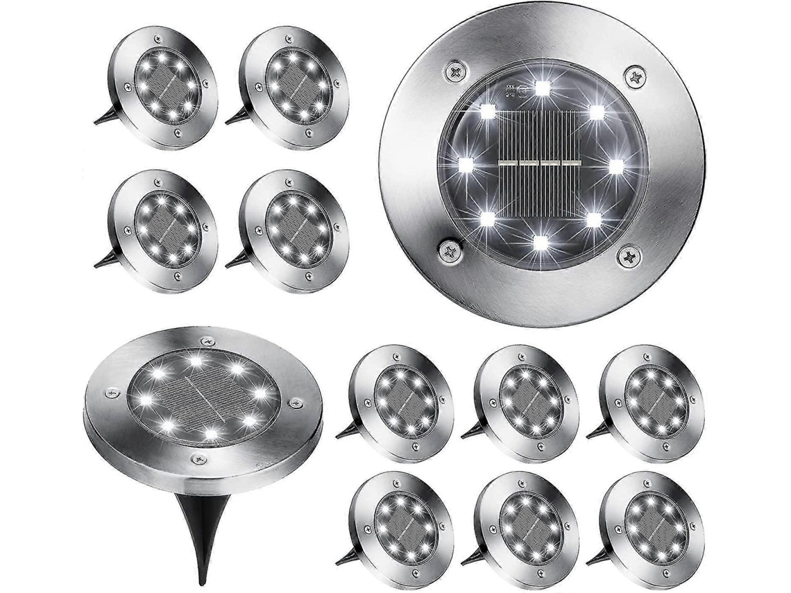 Omni luces Solares de Tierra, 12 Unidades 8 Led, Impermeables, Luz Blanca Fría, para Jardín Patio Sendero