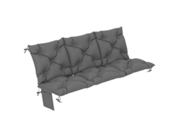 Almofada Para Banco De 3 Lugares, 150x100x10 Cm, Com Amarras, Encosto Com Proteção Solar Upf30+ E Bolso Lateral, Cinza Escuro.