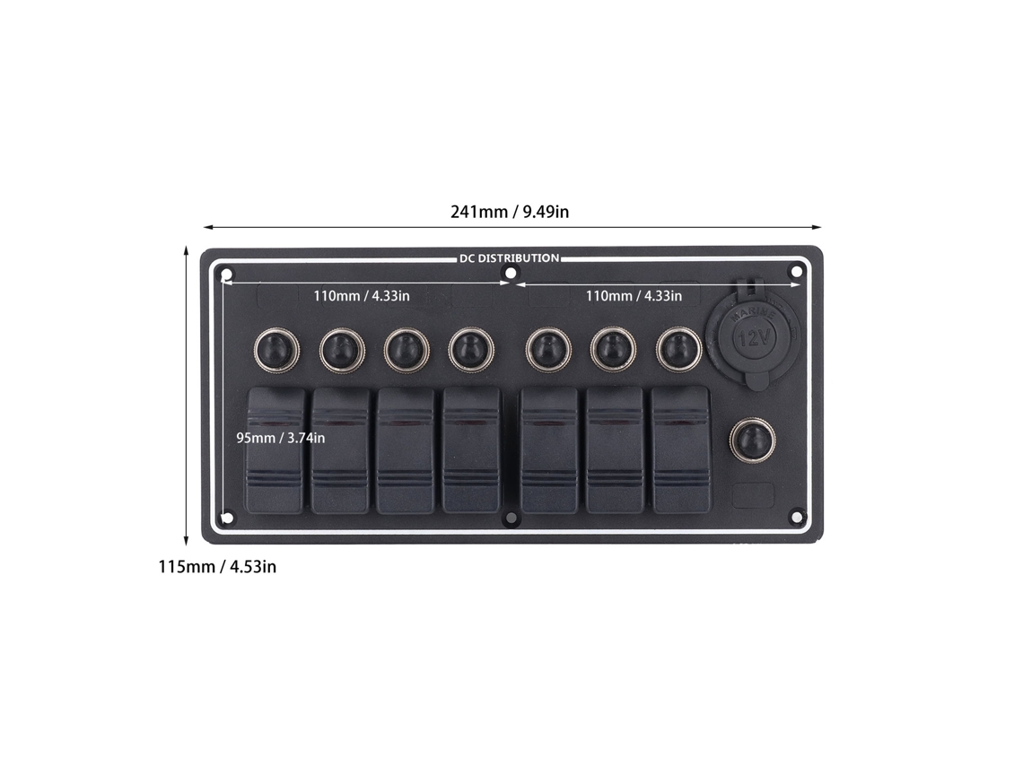 Laxiscreed Painel De Comutadores Marine Com 7 Conjuntos E Proteção Contra Sobrecarga Para Iates 12v