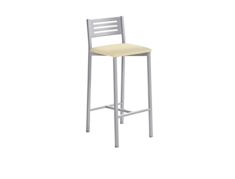 Banqueta de Cozinha em Alumínio Kati com Encosto Médio 33x87x38cm Couro Sintético Creme FANMUEBLES