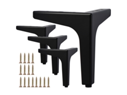 Pés de Cama, Suporte de Mesa Vanê em Metal com Parafusos e Protetores de Chão para DIY – Móveis, Sofá, Poltrona, Cadeira, 6 Polegadas, Preto BTforus
