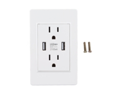 Tomada Padrão Dos Eua Com Portas Usb Duplas - Laxiscreed Branca Para Carregamento Fácil