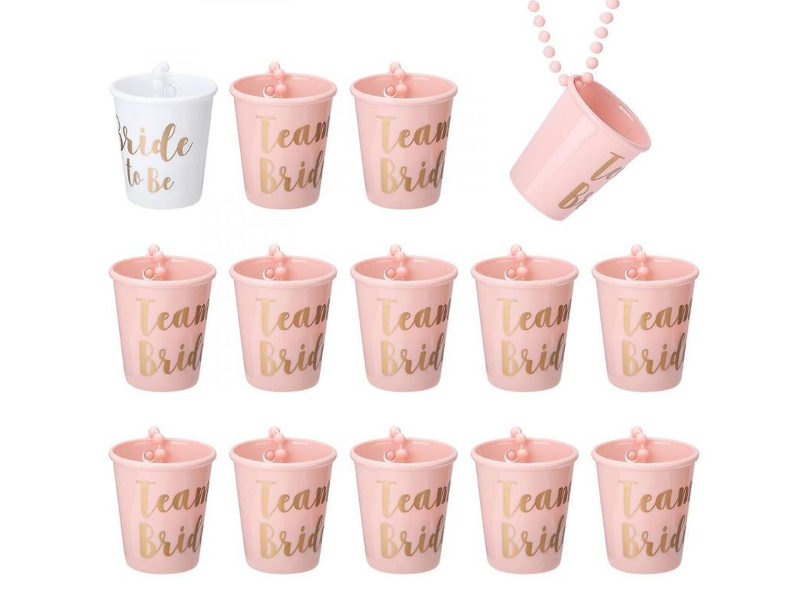 Conjunto de copos Rebe-pendant para despedida de solteira, 14 peças, Equipe da Noiva, Plástico