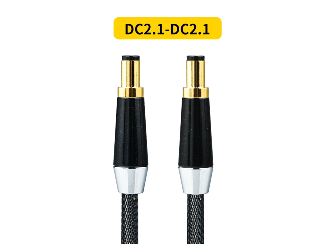 Cabo De Alimentação Hifi Dc De 0,5 Mm² Com Conector De Aviação Para Cabo De Áudio Dc2.5/2.1 De 2 Pinos Em Prata Esterlina. Aquaforge