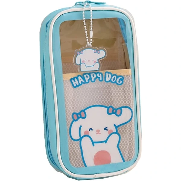 Estojo para Lápis, Transparente, Cachorro, Escolar, Meninas AQUAFORGE