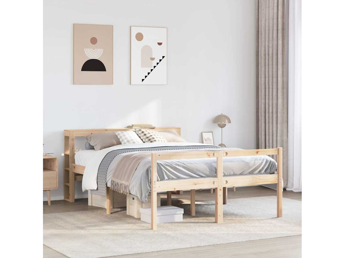 Vidaxl Cama Para Idosos Com Cabeceira 160x200 Cm Pinho Maciço
