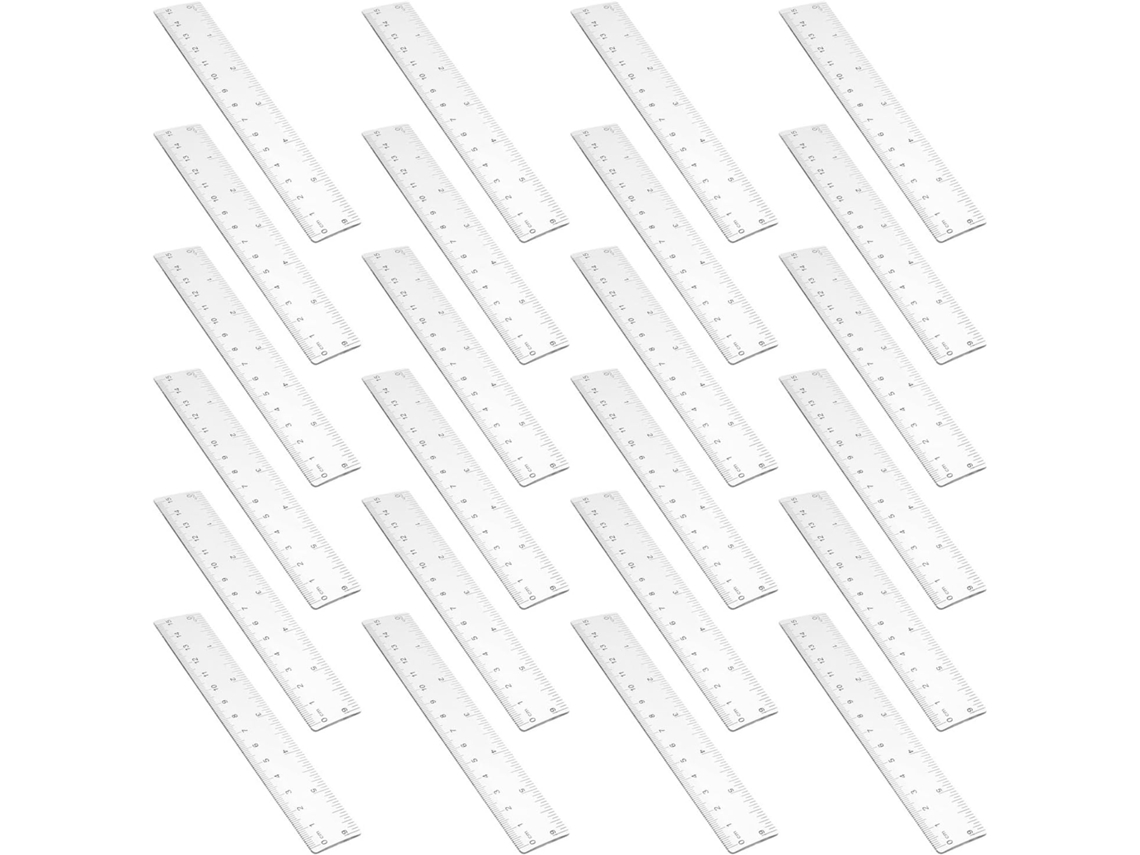 Conjunto De 50 Réguas De 15 Cm Em Plástico Abs Transparente Com Bordas