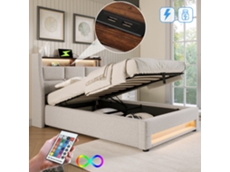 Cama Solteiro 90x200cm Com Led Usb Lattenrost Metal Sem Colchão