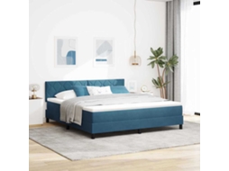 Vidaxl Cama Box Com Cabeceira Azul Escuro 180 X 200 Cm Veludo