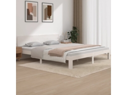 Estrutura de cama super king pinho maciço 180x200 cm branco