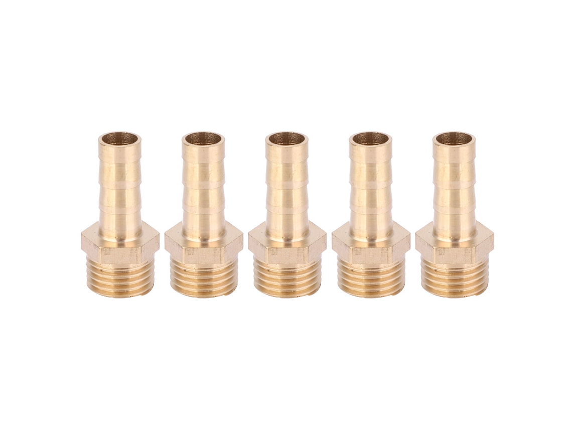 5 Peças Conector De Rosca Macho G1/4 De Latão Com Espiga Para Gás E Líquido 8mm
