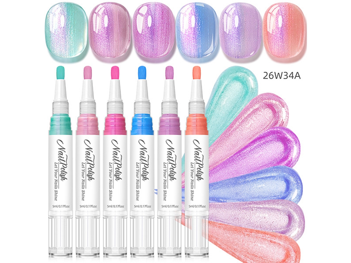 Canetas De Esmalte Aquático Com 6 Cores , Secagem Rápida E Sem Lâmpada Combinação A Panoona