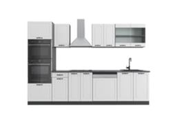 Cozinha R-Line, 300 cm com armário alto, sem bancada, Cottage branco/antracite, Vicco