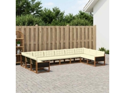 Vidaxl Conjunto De Sofás Para Exterior 10 Pcs Natural E Creme