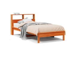 Cama com Estante Pinho Maciço Castanho Mel MAISON EXCLUSIVE (75x190 cm)