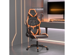 Cadeira Gaming Massagens Couro Artificial Preto E Laranja