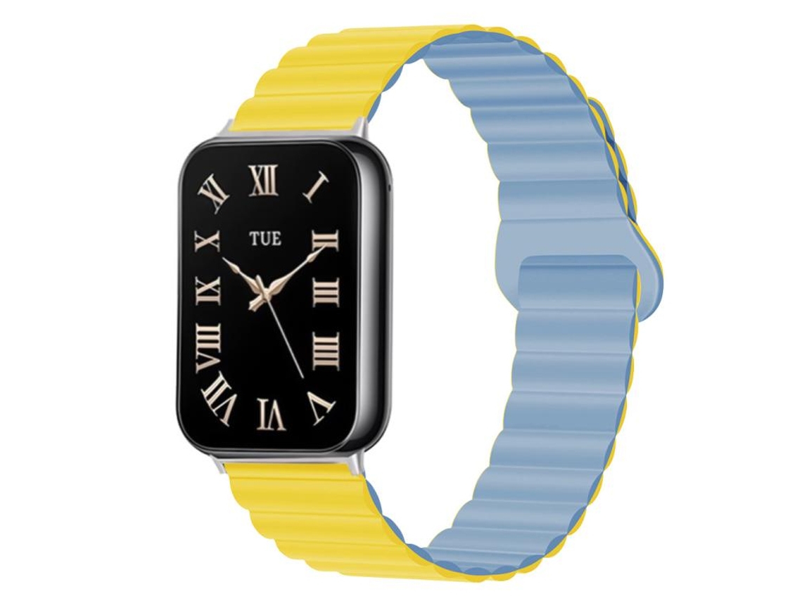 Bracelete para Xiaomi Band 9 Pro / 8 Pro XIAOMOYU em Silicone Magnético Reversível com Duas Cores Amarelo Claro + Azul Acinzentado