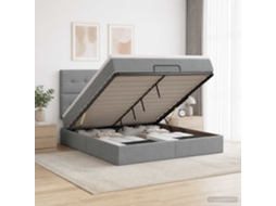 Vidaxl Cama Ottoman Com Colchão Cinzento-claro 140 X 190 Cm Tecido