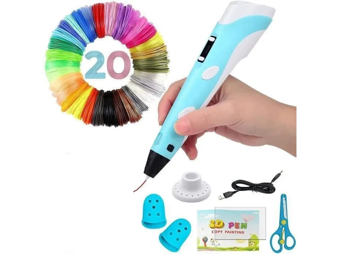 Caneta 3d Com 60 Metros De Filamento Pla Azul